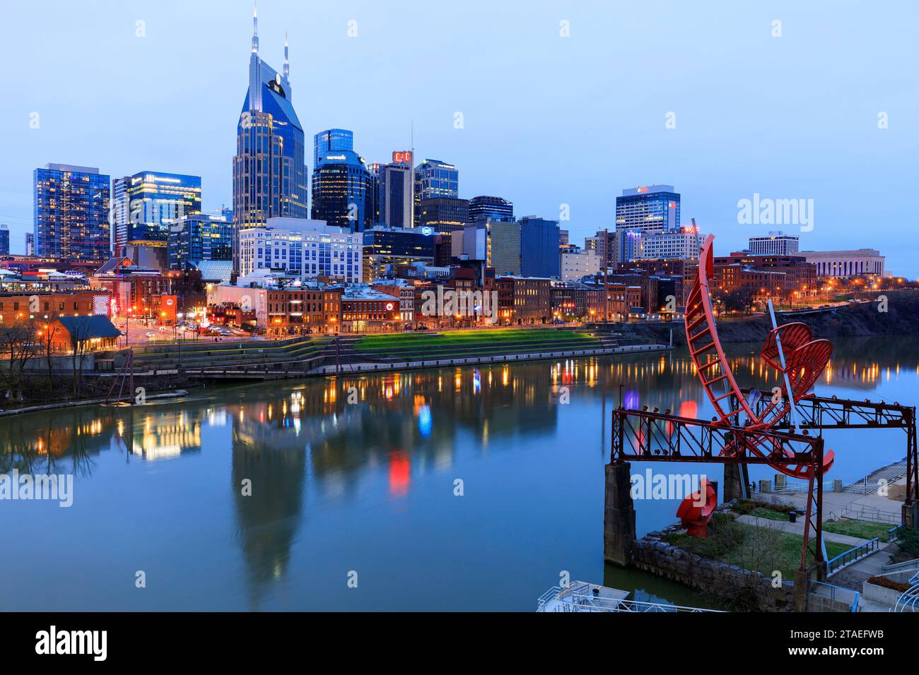 United States, Tennessee, Nashville City, Riverfront park, Cumberland ...