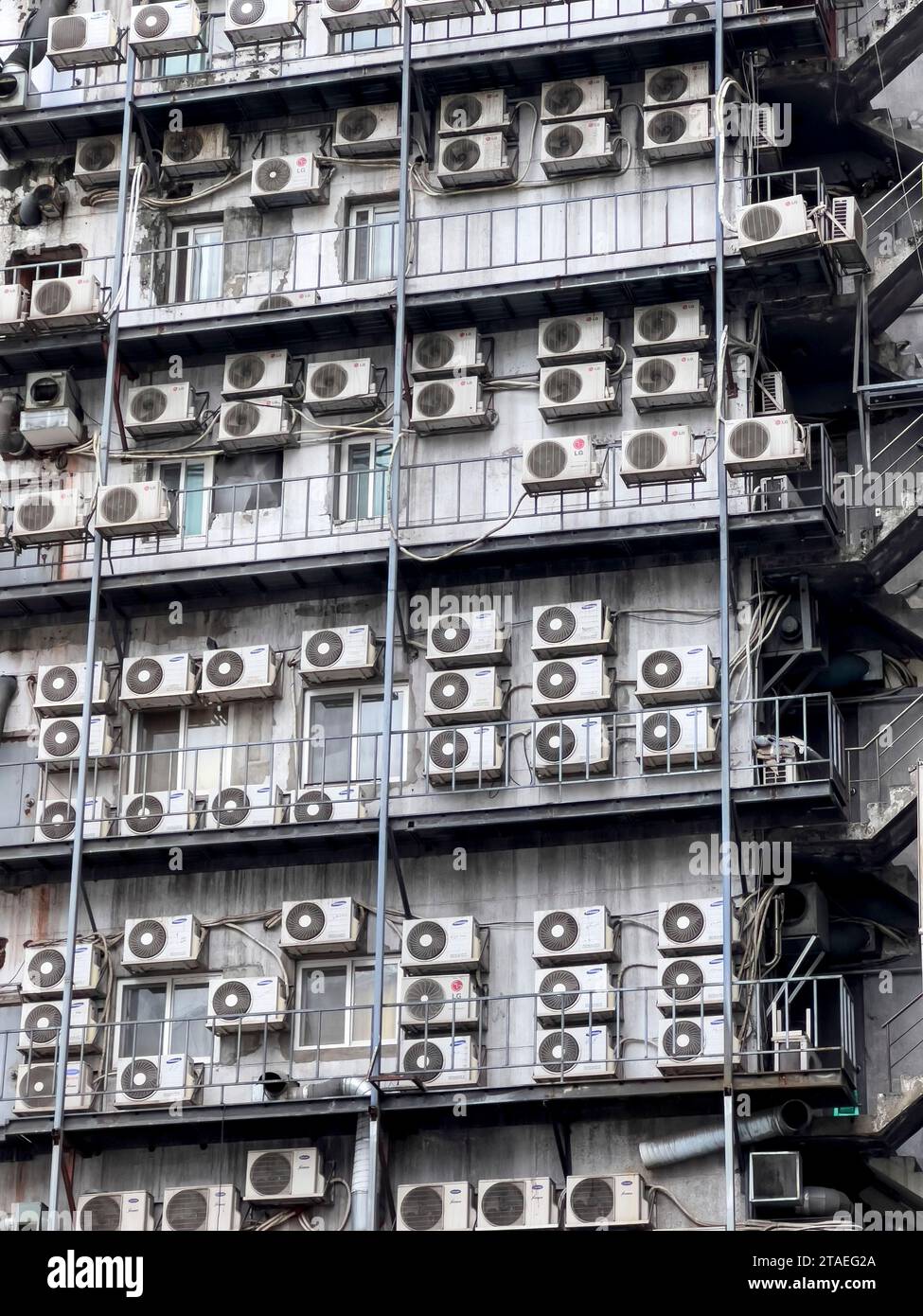 South Korea, Seoul, Jung Gu district, housing, air conditioning Stock