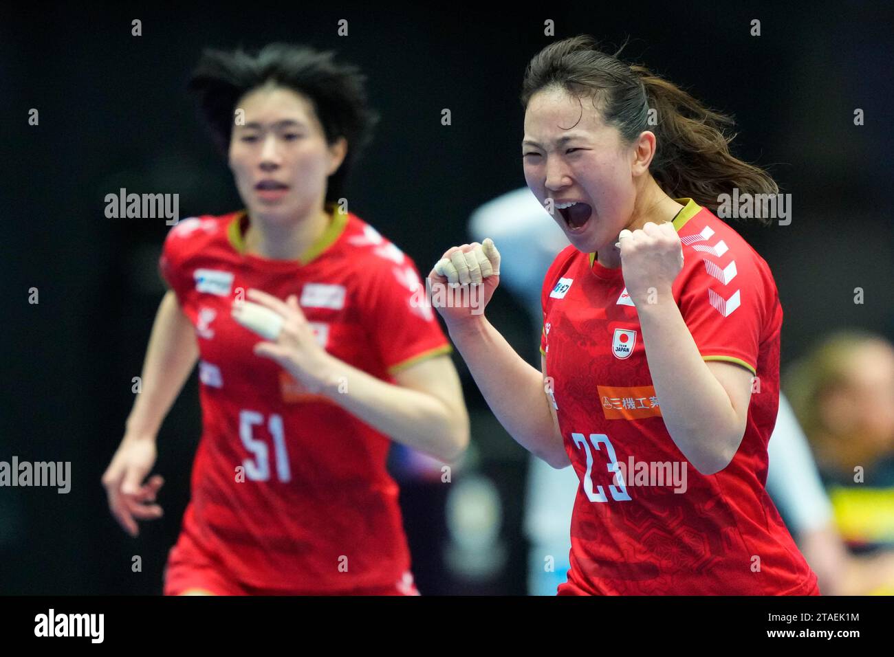 Japan's Natsuki Aizawa (23) celebrates during the IHF World Women's ...