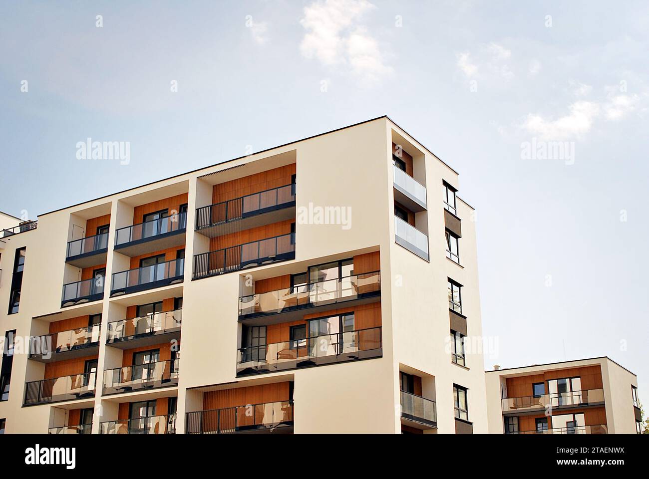 New apartment building with glass balconies. Modern architecture houses ... - Large Glass Apartment Architecture