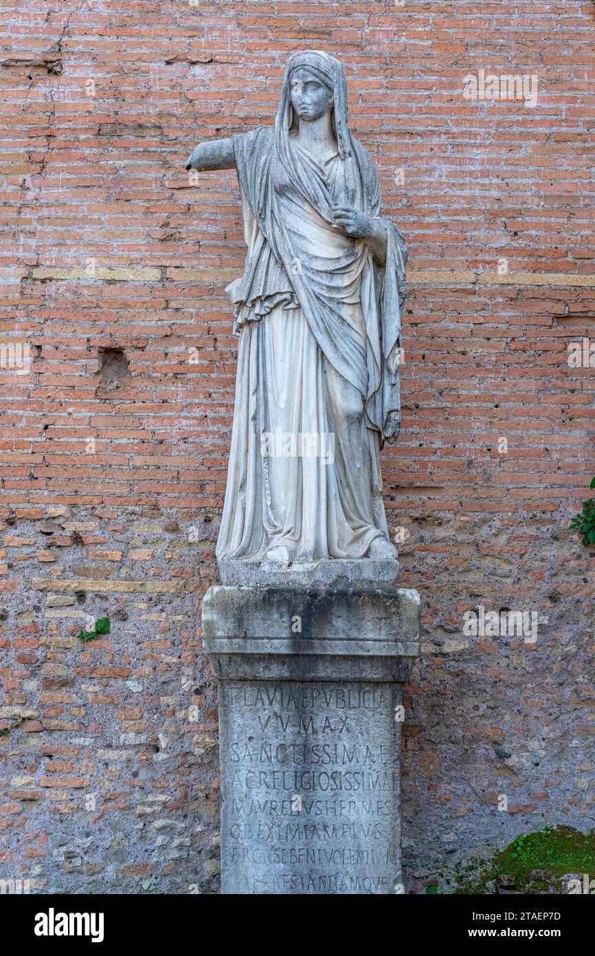stone statue inside the palatine hill in the space of the sacerdotal