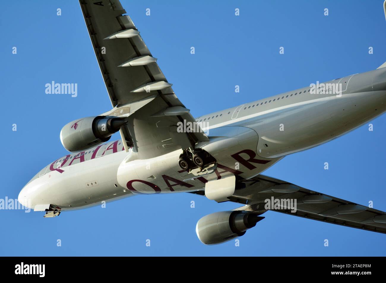 Warsaw Poland. July 6, 2018. The plane takes off from the runway of the Warsaw airport Stock Photo