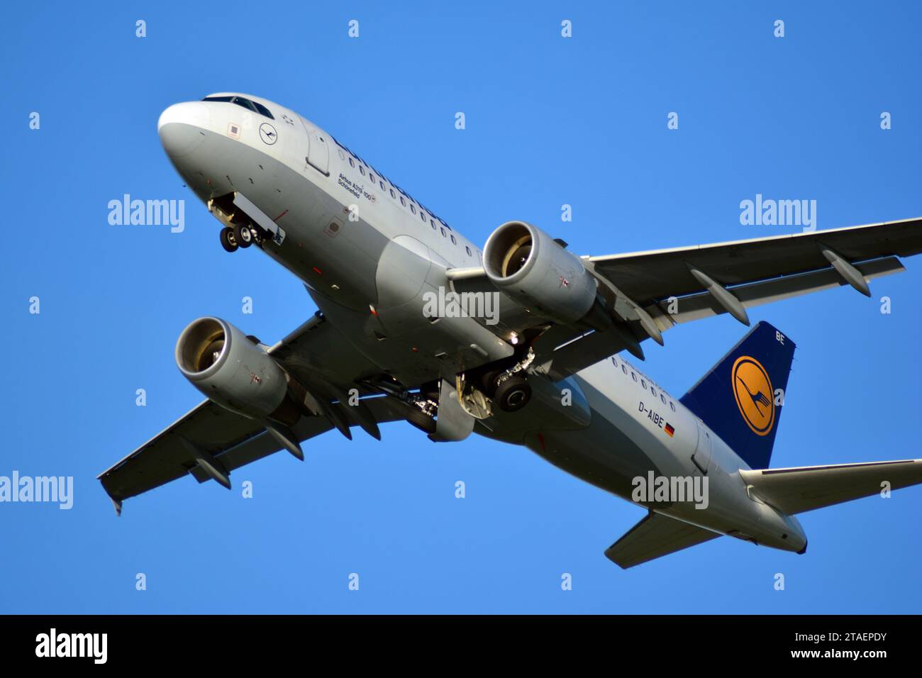 Warsaw Poland. July 6, 2018. The plane takes off from the runway of the Warsaw airport Stock Photo