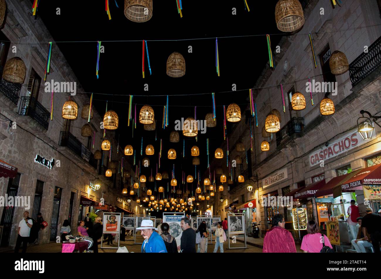 Morelia , Mexico November 2, 2023 : Colorful of lamp on nightscape for Day Of Dead in Mexico Stock Photo