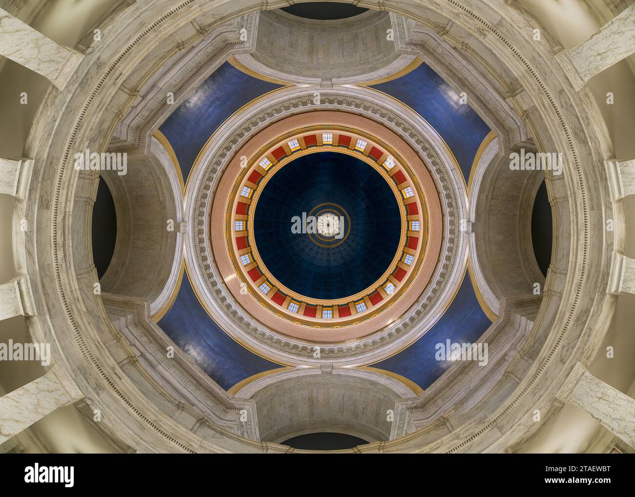 Inner dome from the rotunda floor of the West Virginia State Capitol building at 1900 Kanawha Blvd E in Charleston, West Virginia Stock Photo