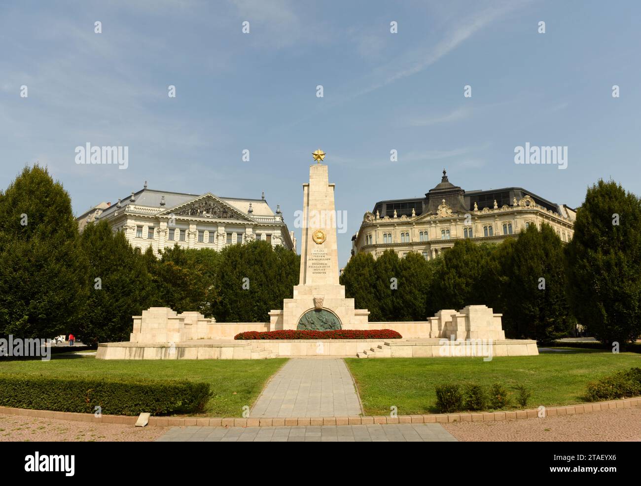 Budapest, Hungary - August 30, 2018: Soviet War Memorial on Liberty Square in Budapest. Stock Photo