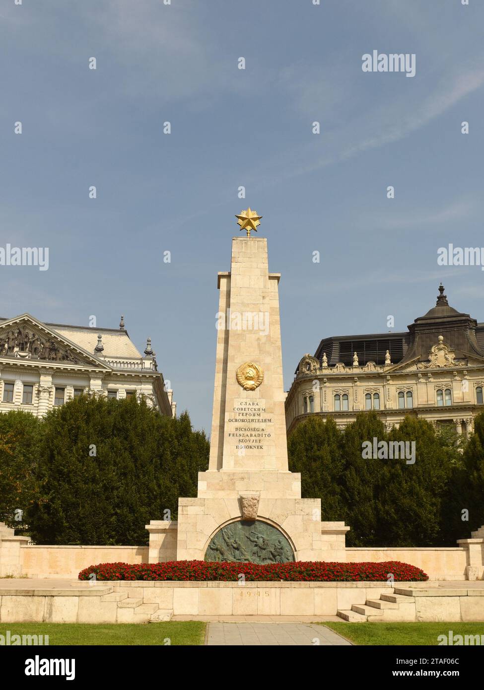 Budapest, Hungary - August 30, 2018: Soviet War Memorial on Liberty Square in Budapest. Stock Photo