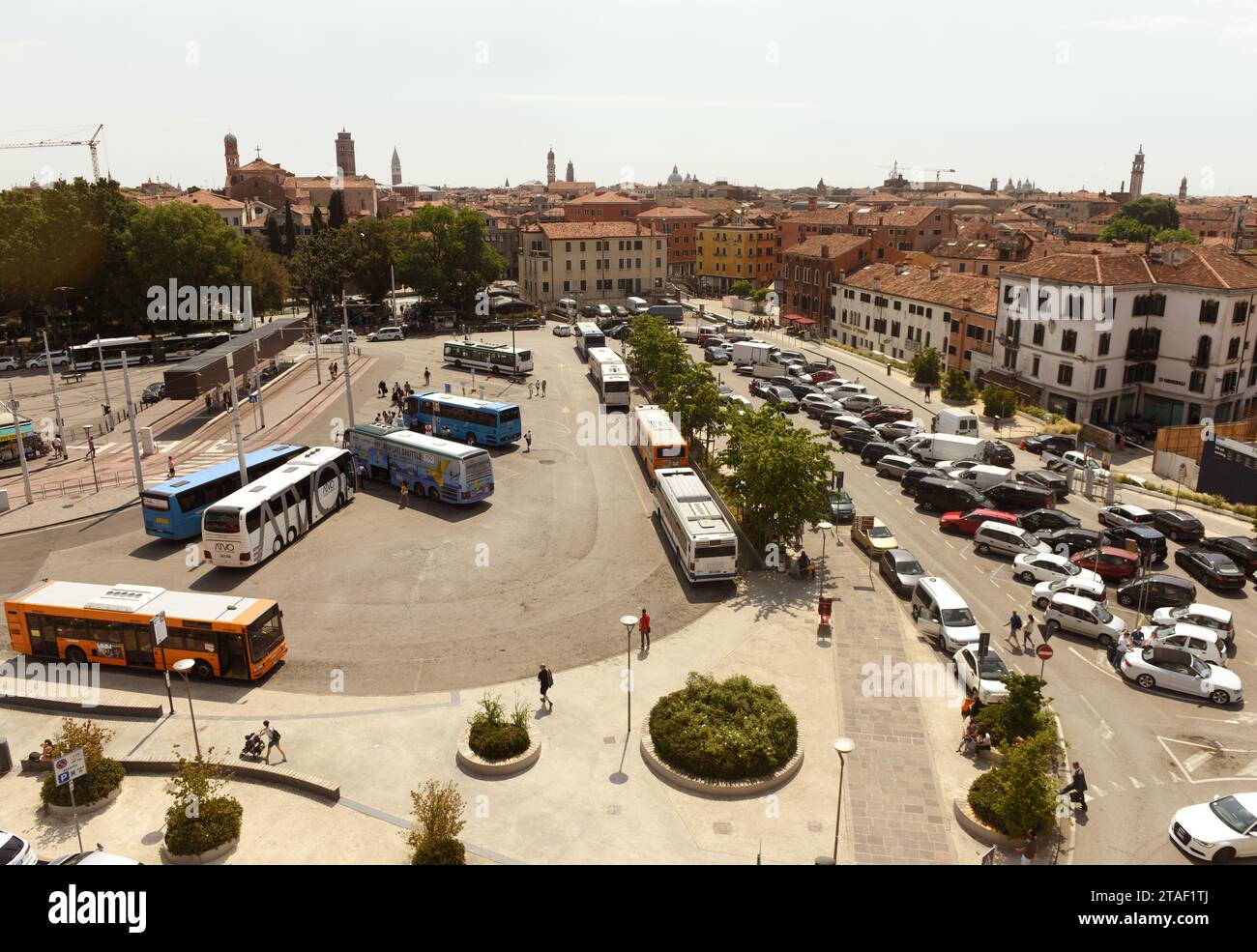 Venice, Italy - June 07, 2017: Transport at the Piazzale Roma square in Venice. Stock Photo