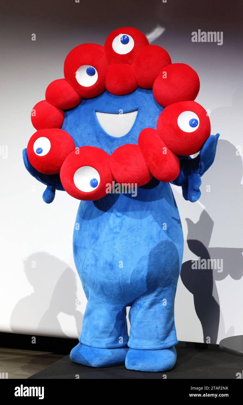 Tokyo, Japan. 30th Nov, 2023. The 2025 World Expo mascot Myaku Myaku
