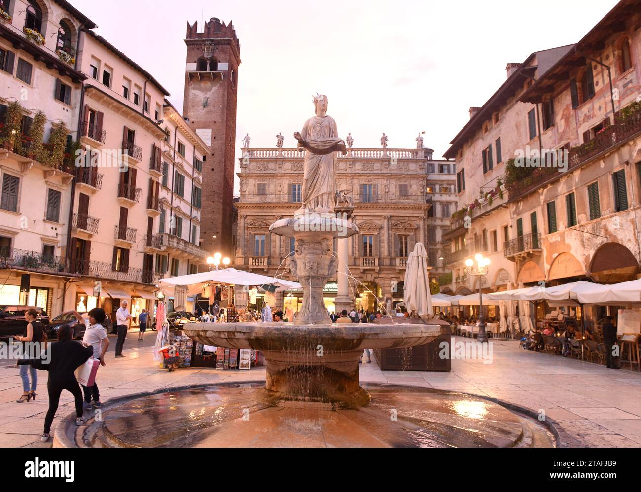 Verona, Italy June 06, 2017: Fountain statue of Madonna Verona ...