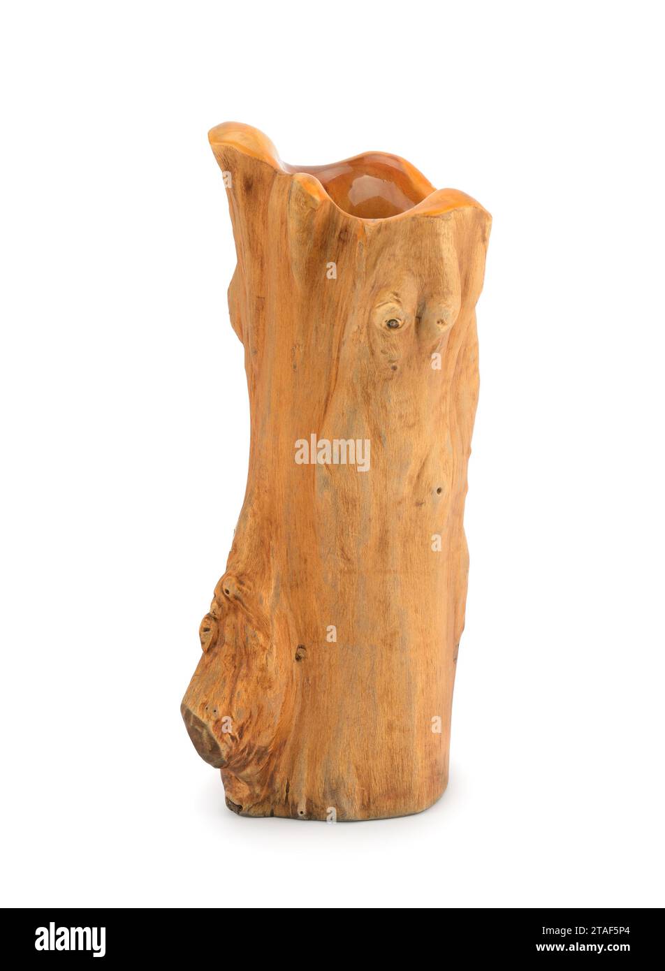 Wooden flower vase isolated on a white background Stock Photo - Alamy