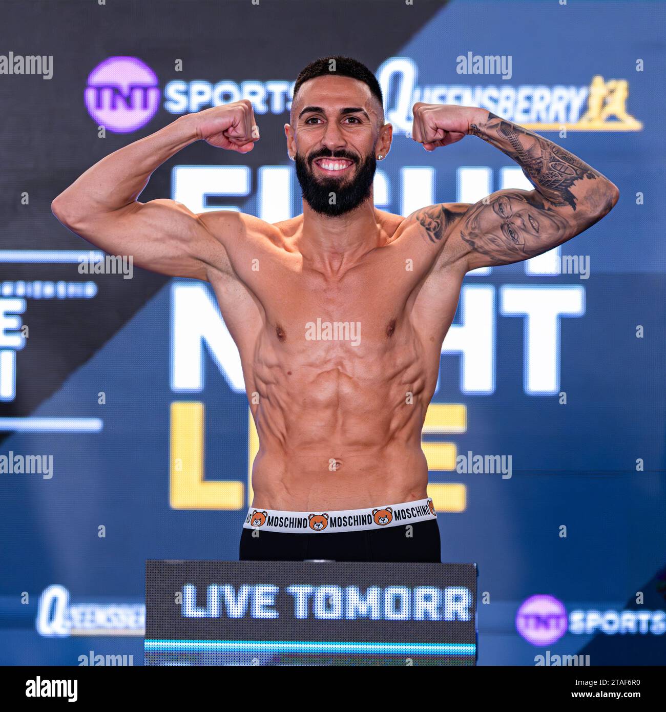 LONDON, UNITED KINGDOM. 30 Nov, 2023. Carlos Perez during Queensberry Show Official Weigh-In at Hyatt Stratford on Thursday, November 30, 2023 in LONDON, ENGLAND. Credit: Taka G Wu/Alamy Live News Stock Photo