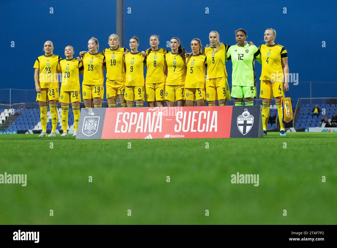 Sweden's starting eleven before the match, Spain vs Sweden u23 Women, friendly match Costa