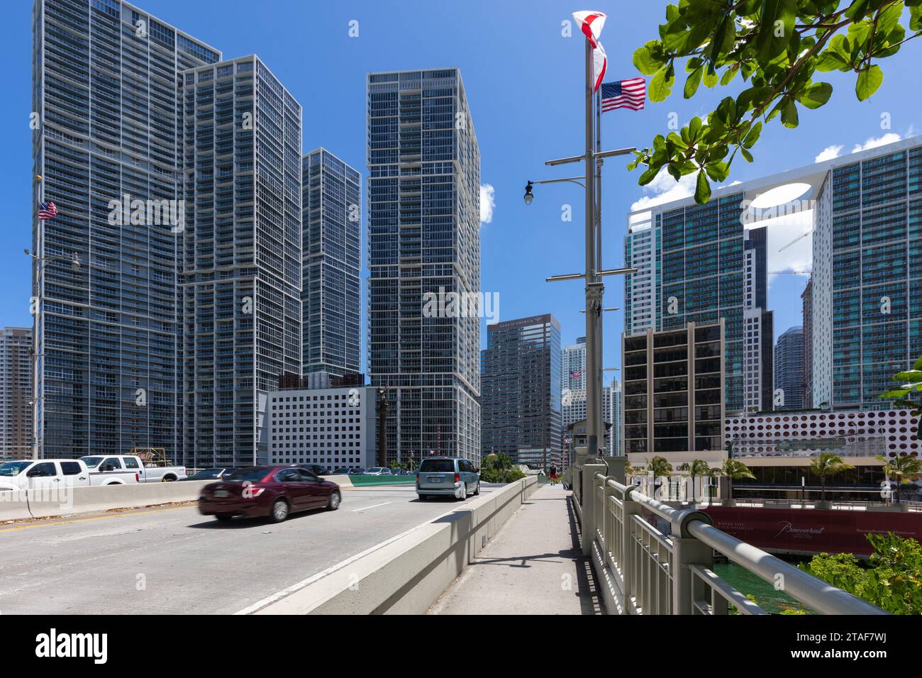Brickell Avenue draw bridge with residential and office buildings