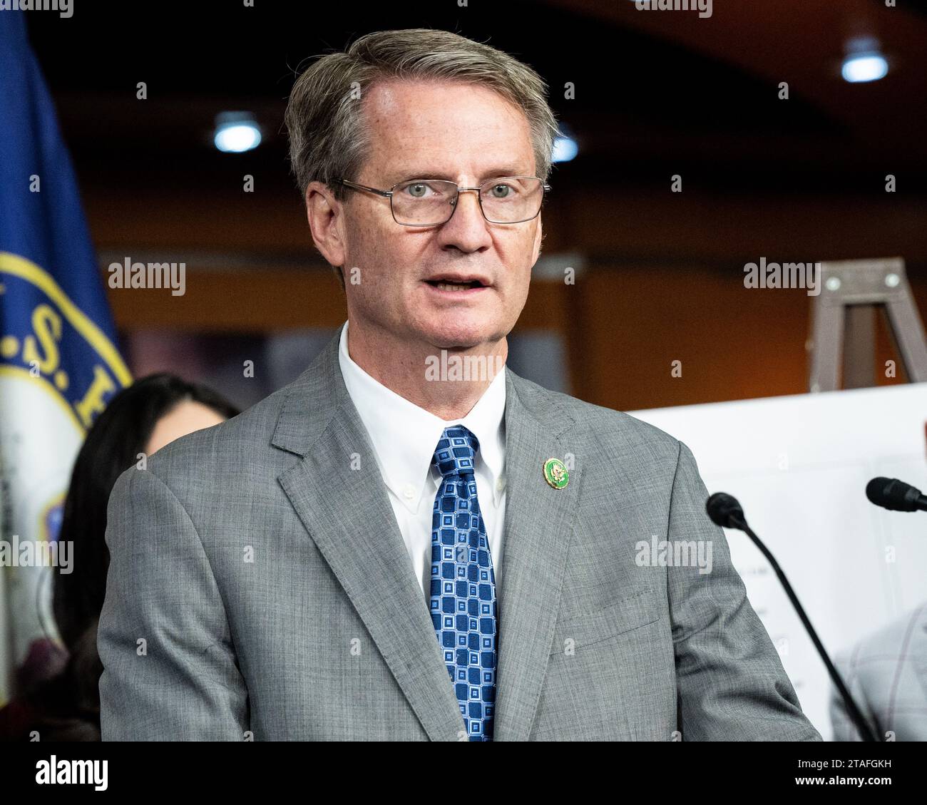 Washington, United States. 30th Nov, 2023. U.S. Representative Tim Burchett (R-TN) speaking at a press conference about government transparency about Unidentified Aerial Phenomena (UAP) at the U.S. Capitol. Credit: SOPA Images Limited/Alamy Live News Stock Photo