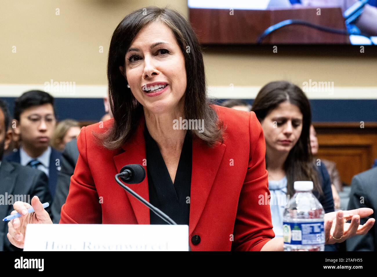 Washington, United States. 30th Nov, 2023. Jessica Rosenworcel, Chairwoman, Federal Communications Commission (FCC), speaking at a hearing of the House Committee on Energy and Commerce Subcommittee on Communications and Technology at the U.S. Capitol. Credit: SOPA Images Limited/Alamy Live News Stock Photo