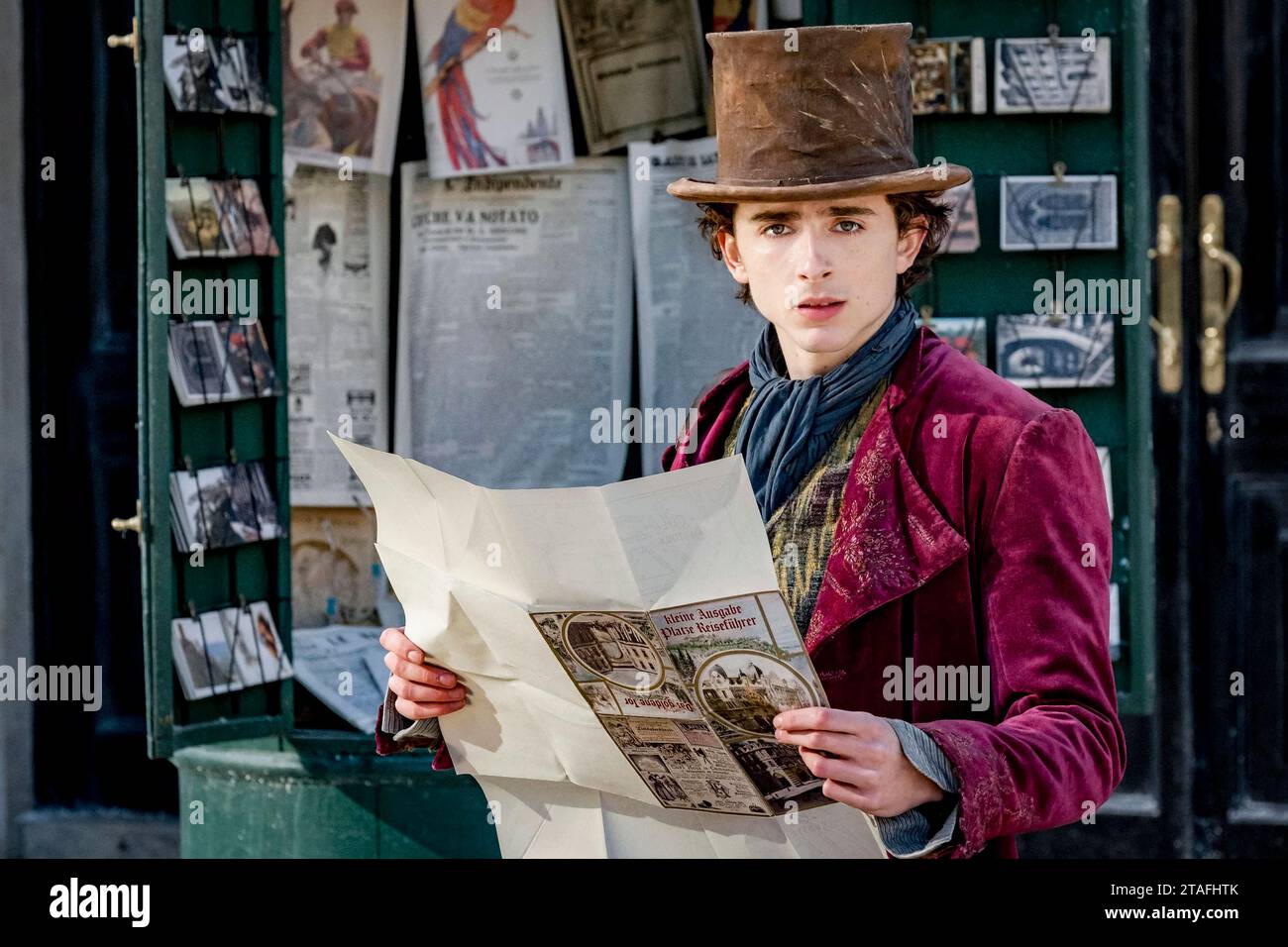 Wonka (2023) directed by Paul King and starring Timothée Chalamet, Olivia Colman and Hugh Grant. Prequel about the early life of Willie Wonka the much loved children's character from Roald Dahl's Charlie and the Chocolate Factory. Publicity photograph***EDITORIAL USE ONLY***. Credit: BFA / Warner Bros Stock Photo