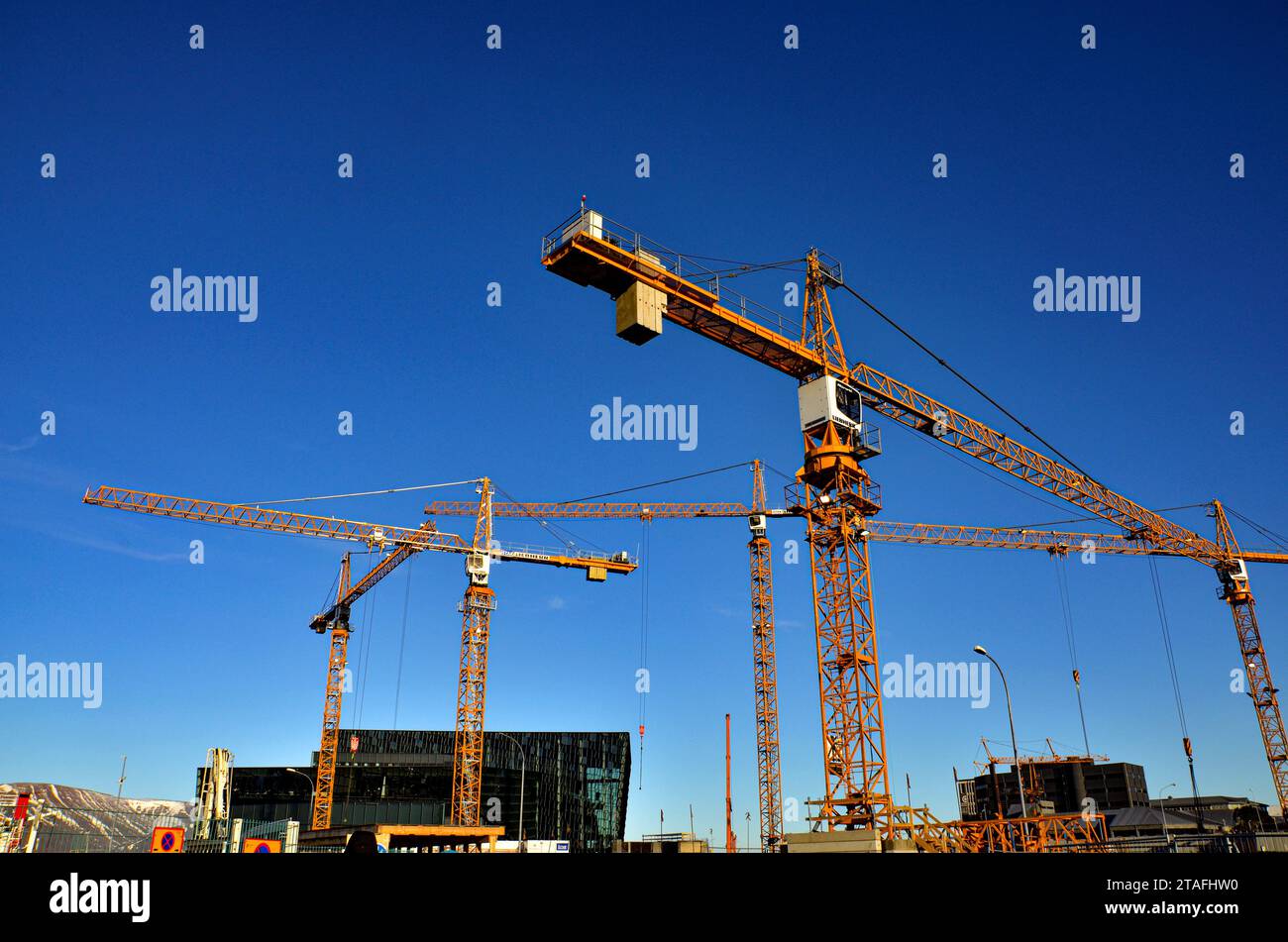 construction cranes in the city Stock Photo - Alamy