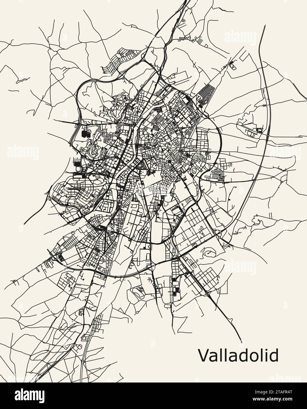 Vector city road map of Valladolid, Spain Stock Vector