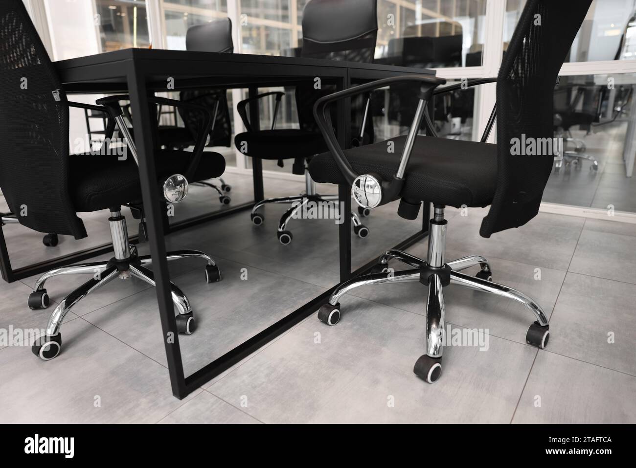 Comfortable office chairs and tables in meeting room Stock Photo Alamy