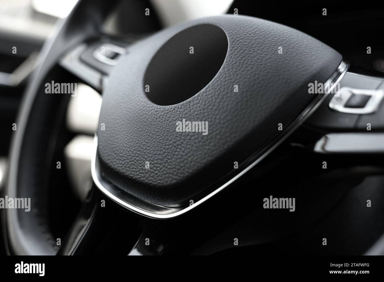 Safety airbag sign on steering wheel inside car Stock Photo Alamy