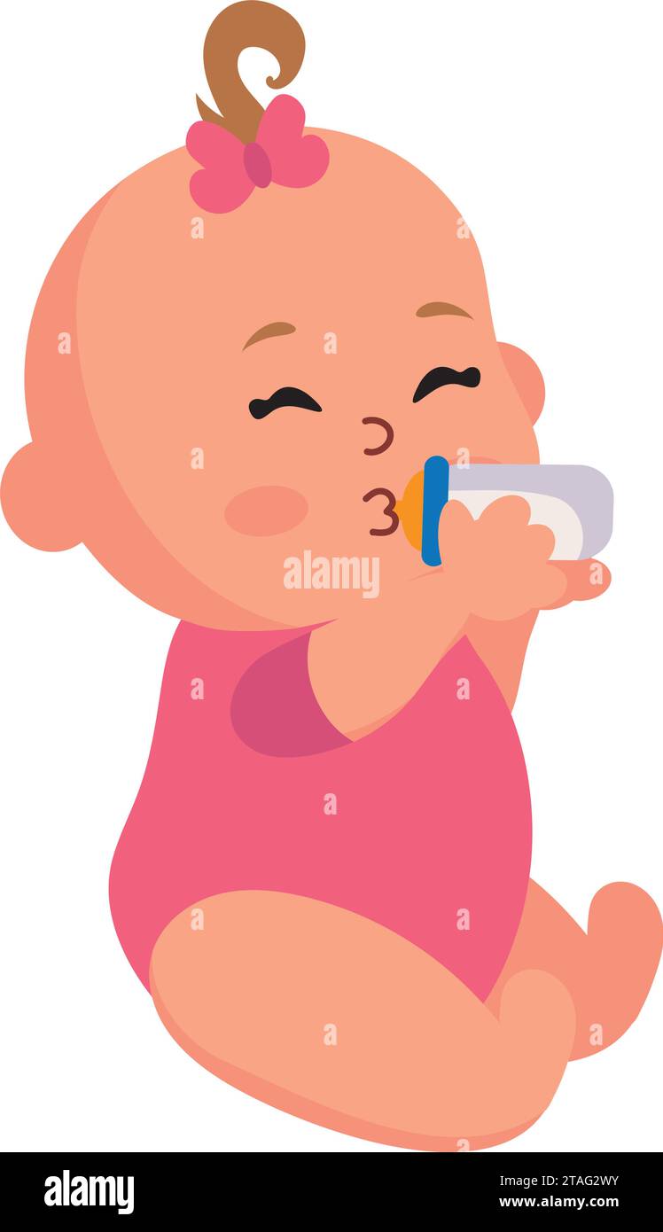 baby with bottle isolated on white Stock Vector Image & Art - Alamy