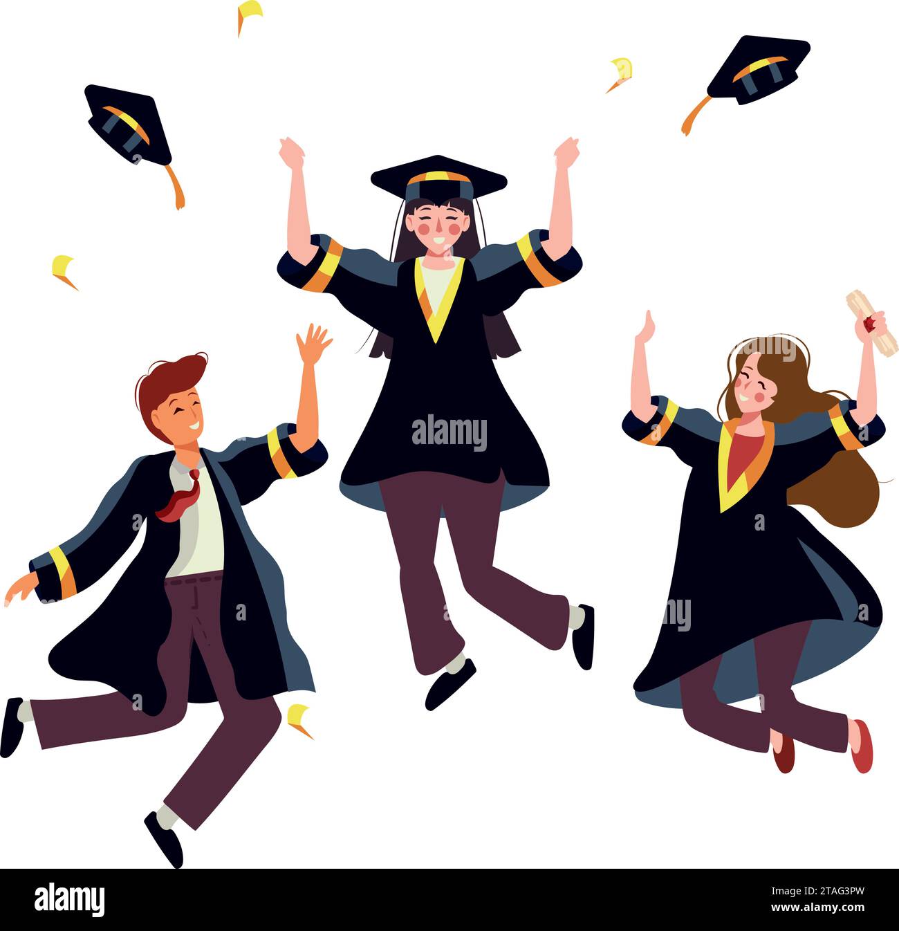 Excited graduate holding diploma Stock Vector Images - Alamy