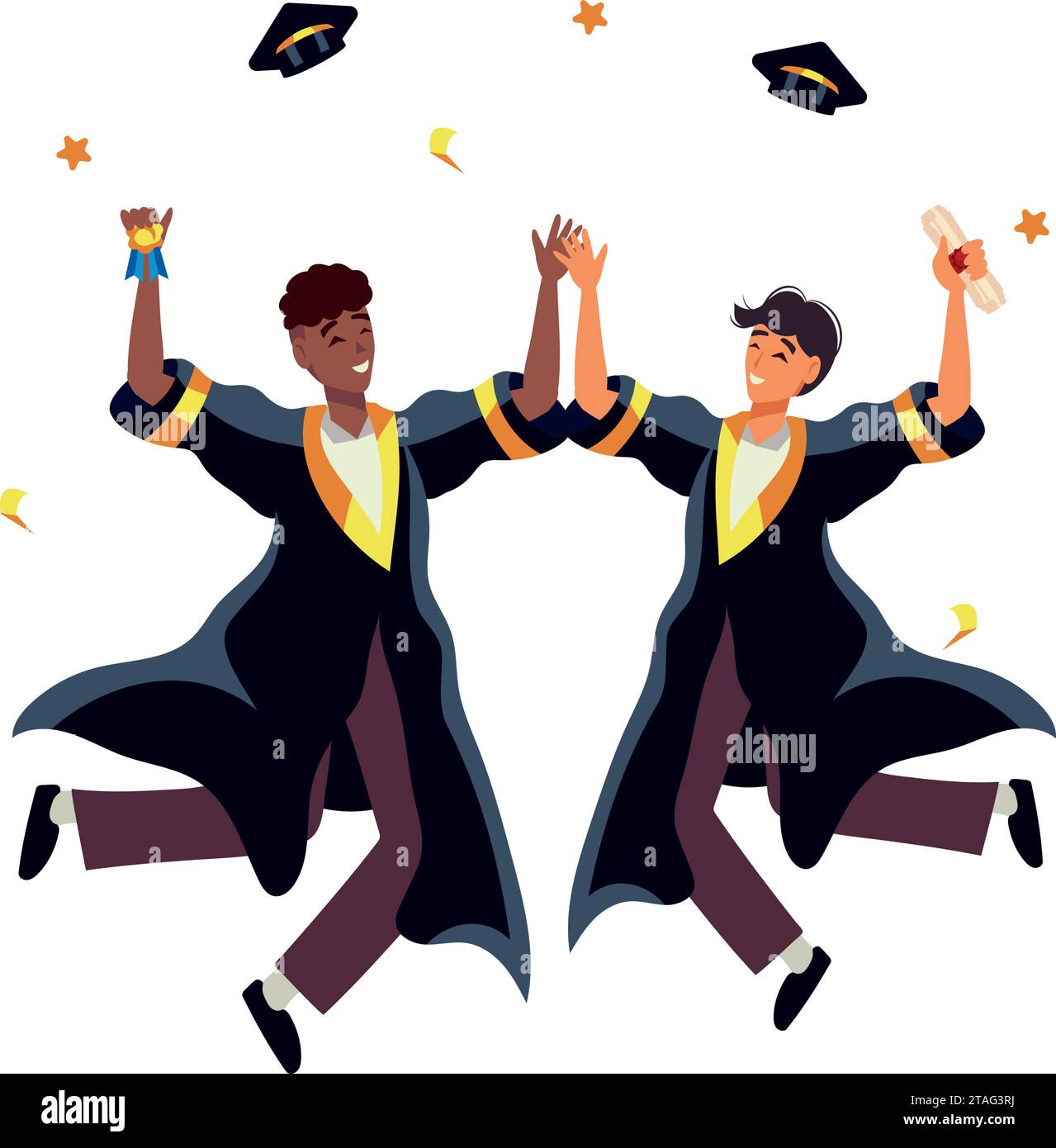 Group students celebrate graduation Stock Vector Images - Alamy