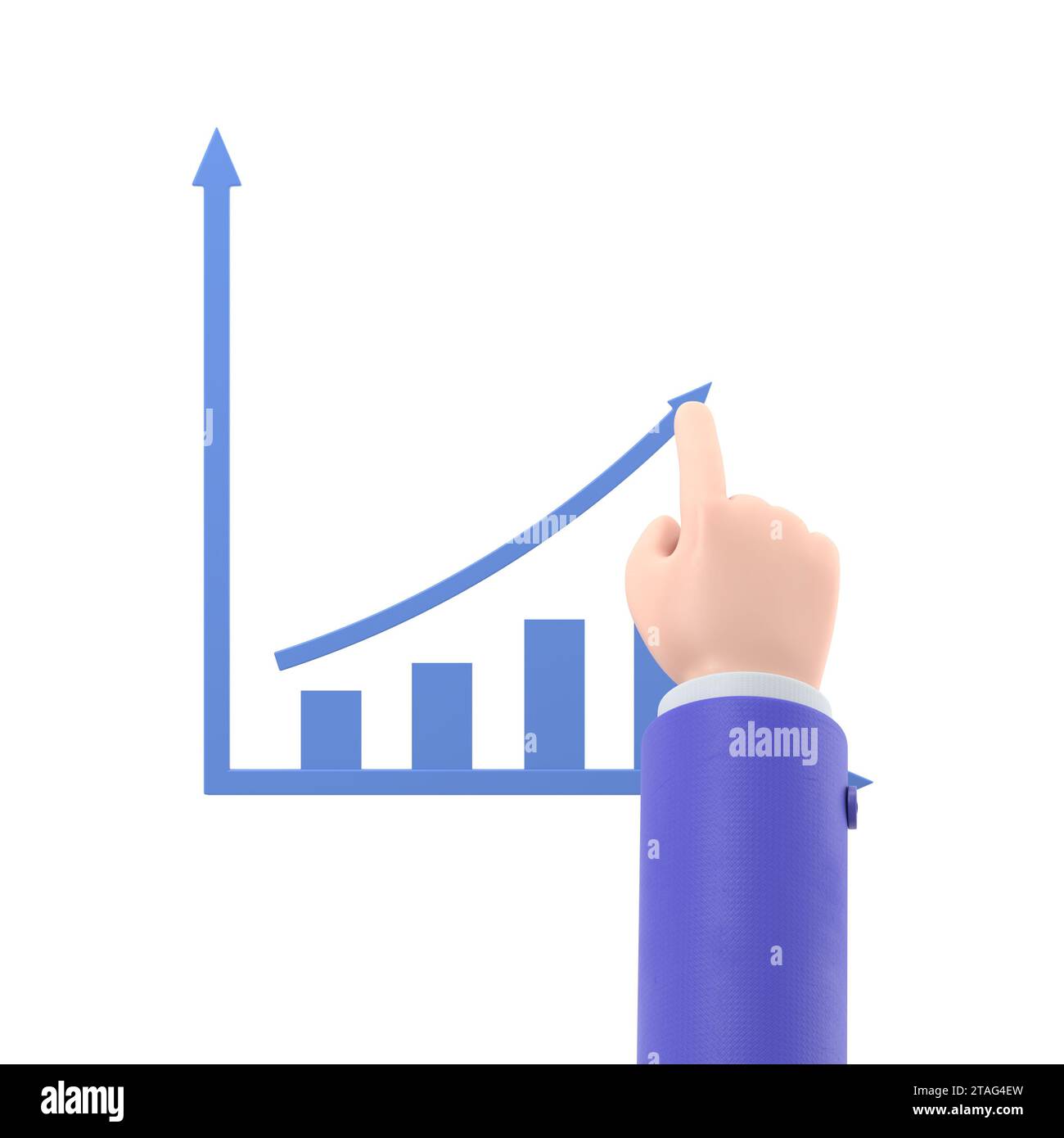 Cartoon Gesture Icon Mockup.Growth graph concept. Businessman draws a ...
