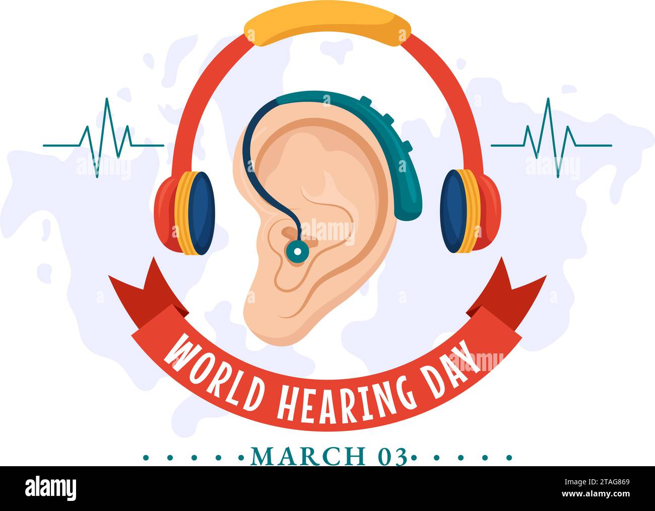 World Hearing Day Vector Illustration on 3 March to Raise Awareness on How to Prevent Deafness and Ear Treatment in Flat Healthcare Background Stock Vector
