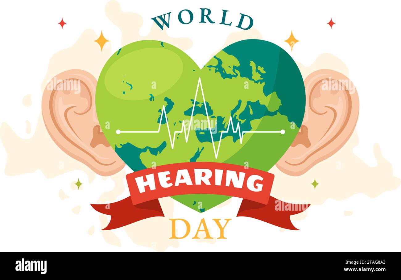 World Hearing Day Vector Illustration on 3 March to Raise Awareness on How to Prevent Deafness and Ear Treatment in Flat Healthcare Background Stock Vector
