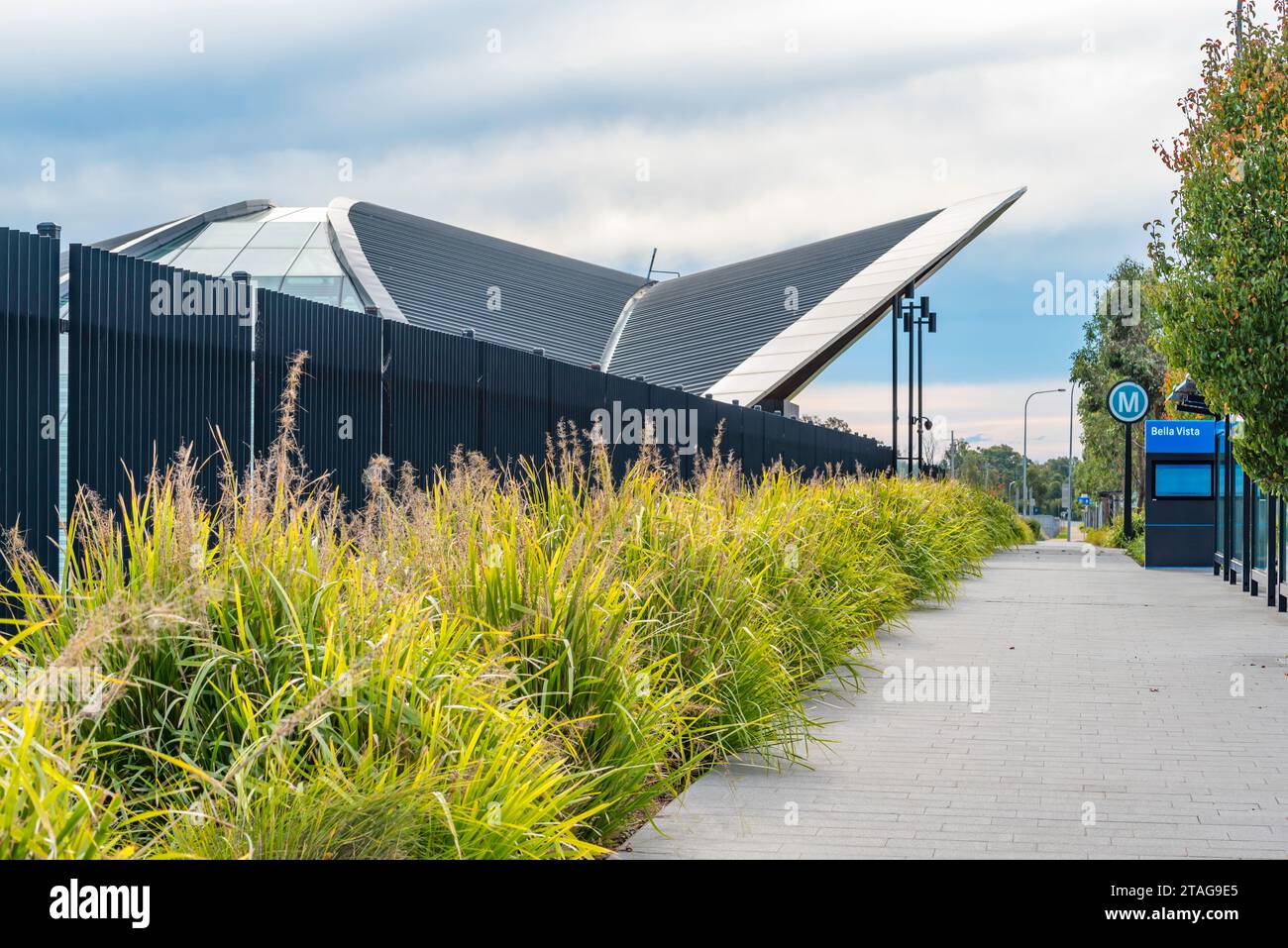 Exterior detail images of Bella Vista Railway Station on the Metro