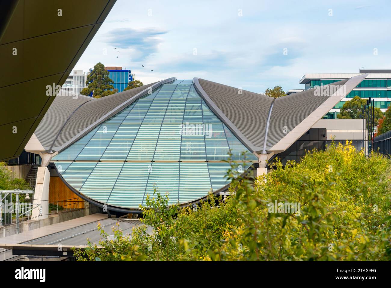 Exterior detail images of Bella Vista Railway Station on the Metro