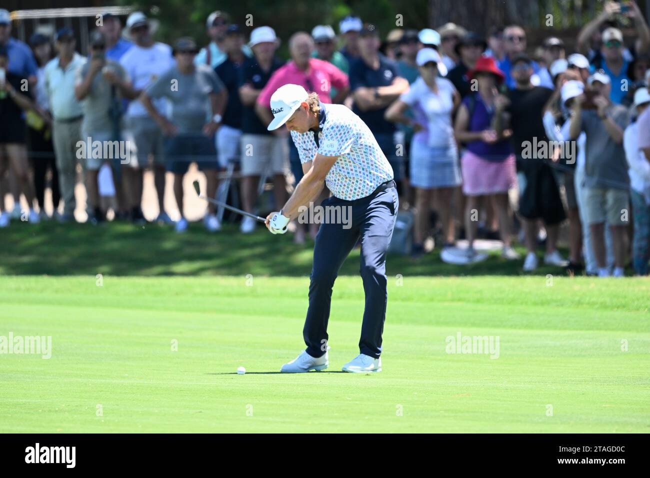 1st December 2023; The Australian Golf Club and The Lakes Golf Club, Sydney, New South Wales, Australia; ISPS HANDA Australian Open Round 2; Cameron Smith of Australia plays a shot from the fairway on the 1st hole Stock Photo