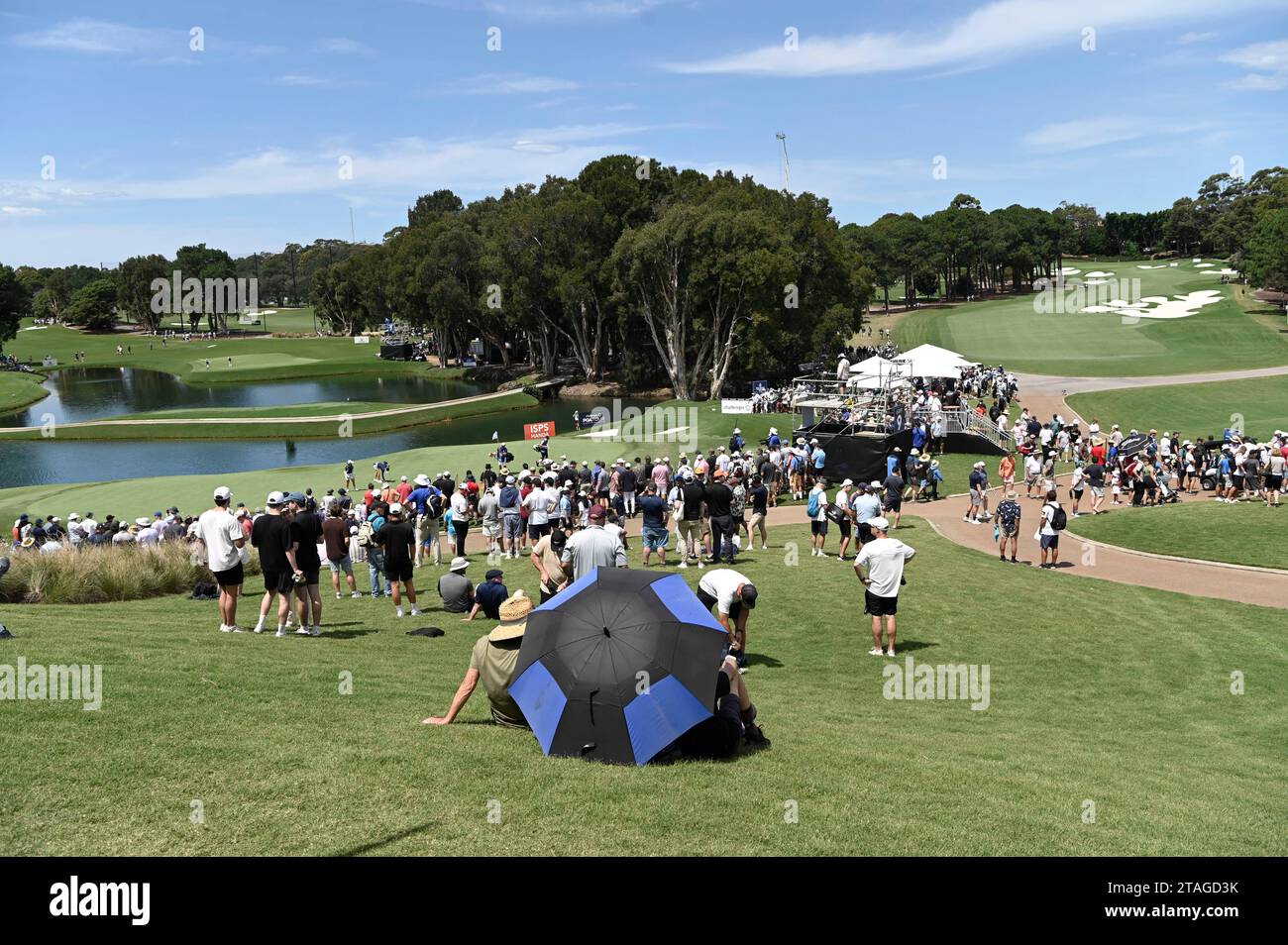 1st December 2023; The Australian Golf Club and The Lakes Golf Club, Sydney, New South Wales, Australia; ISPS HANDA Australian Open Round 2; a general view of the course looking towards the 9th green and 1st fairway Stock Photo