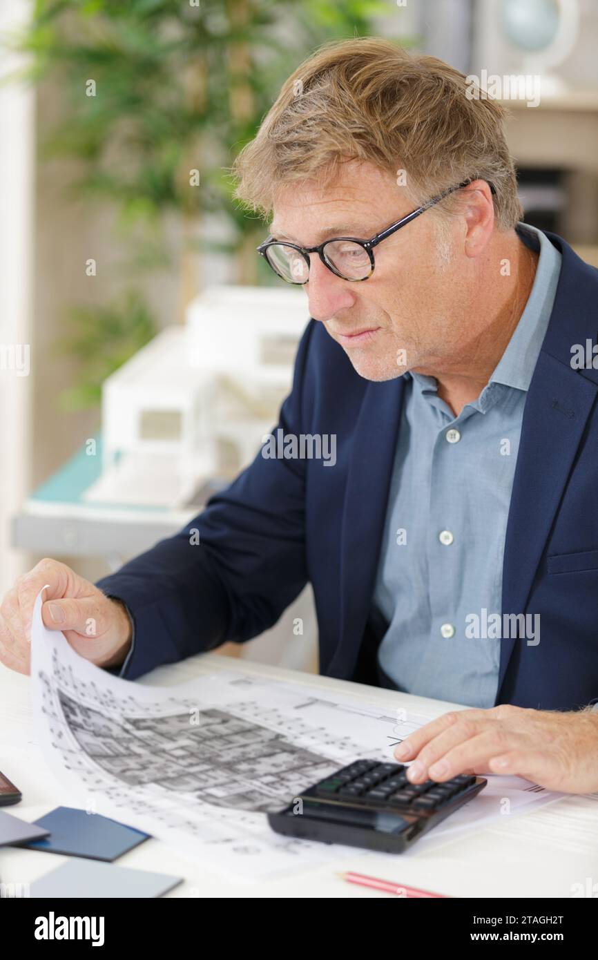 businessman checking business data and bars Stock Photo