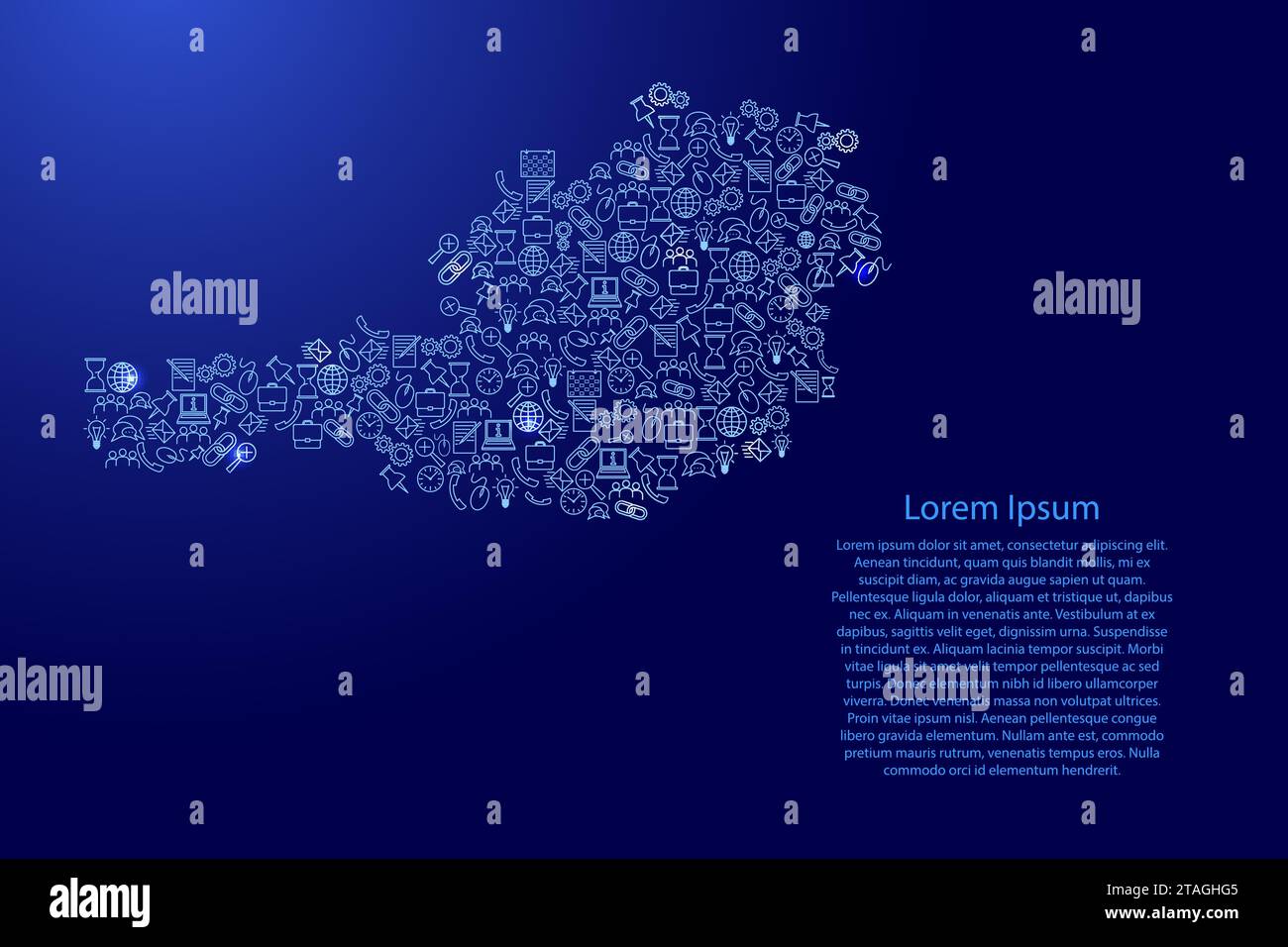 Austria map from blue and glowing stars icons pattern set of SEO