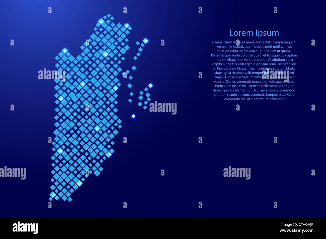 Belize map from blue pattern rhombuses of different sizes and glowing ...