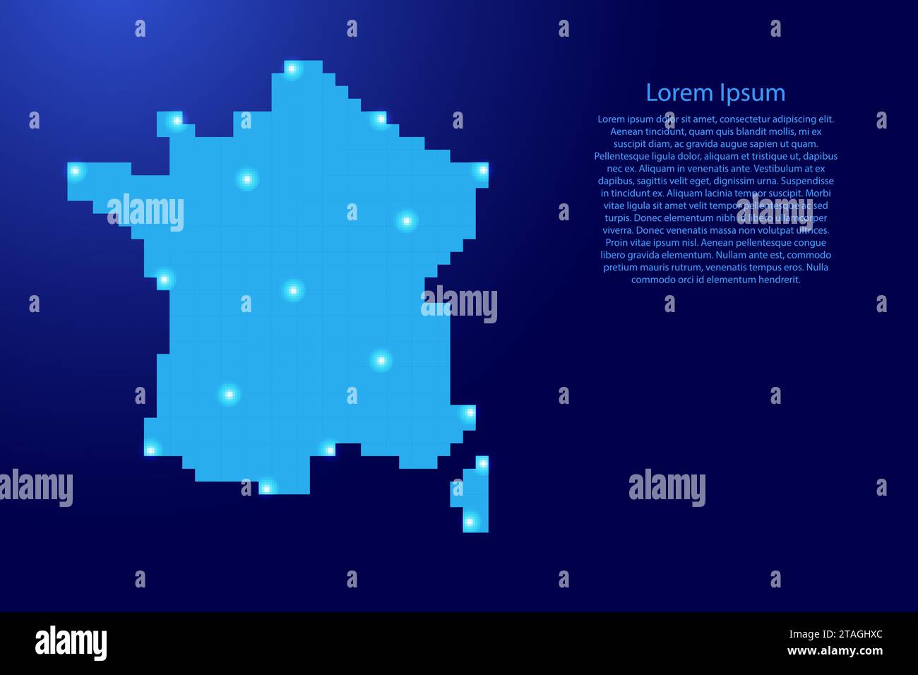 Unlabeled Maps Of France France Map Silhouette From Blue Square Pixels And Glowing Stars Vector Illustration 2TAGHXC