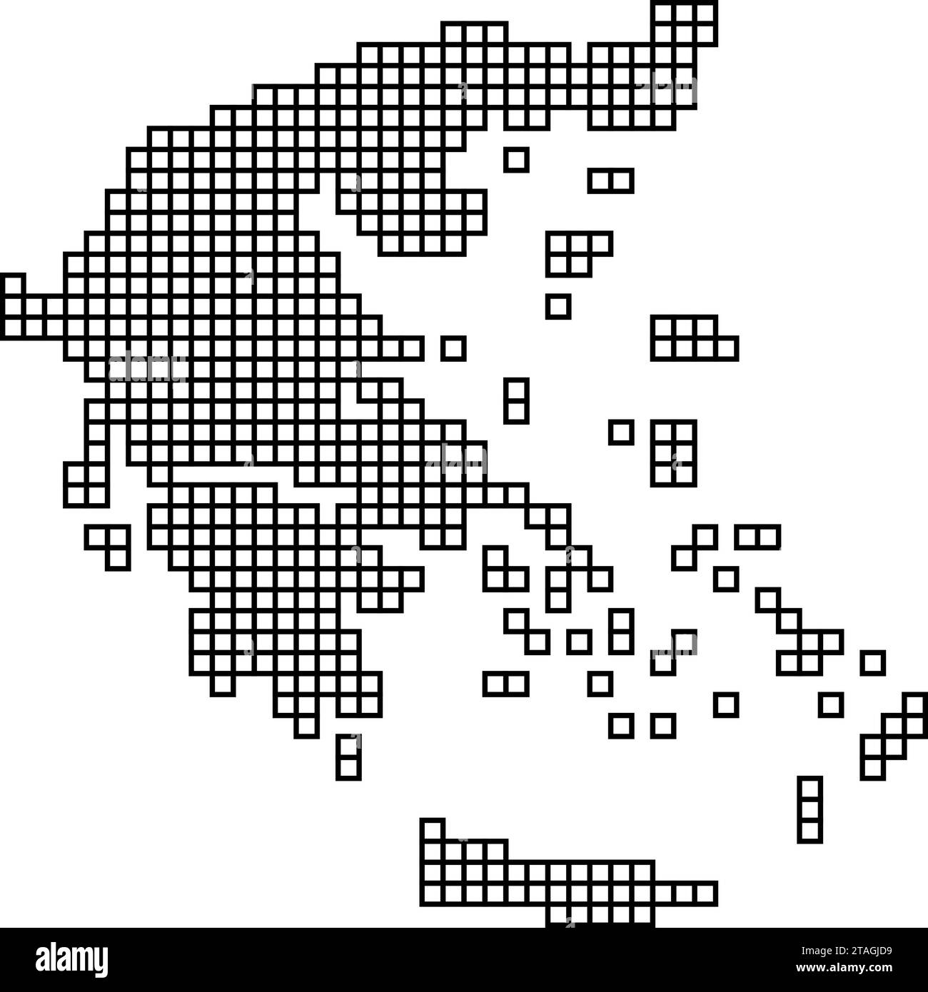 Greece map silhouette from black pattern mosaic structure of squares. Vector illustration. Stock Vector