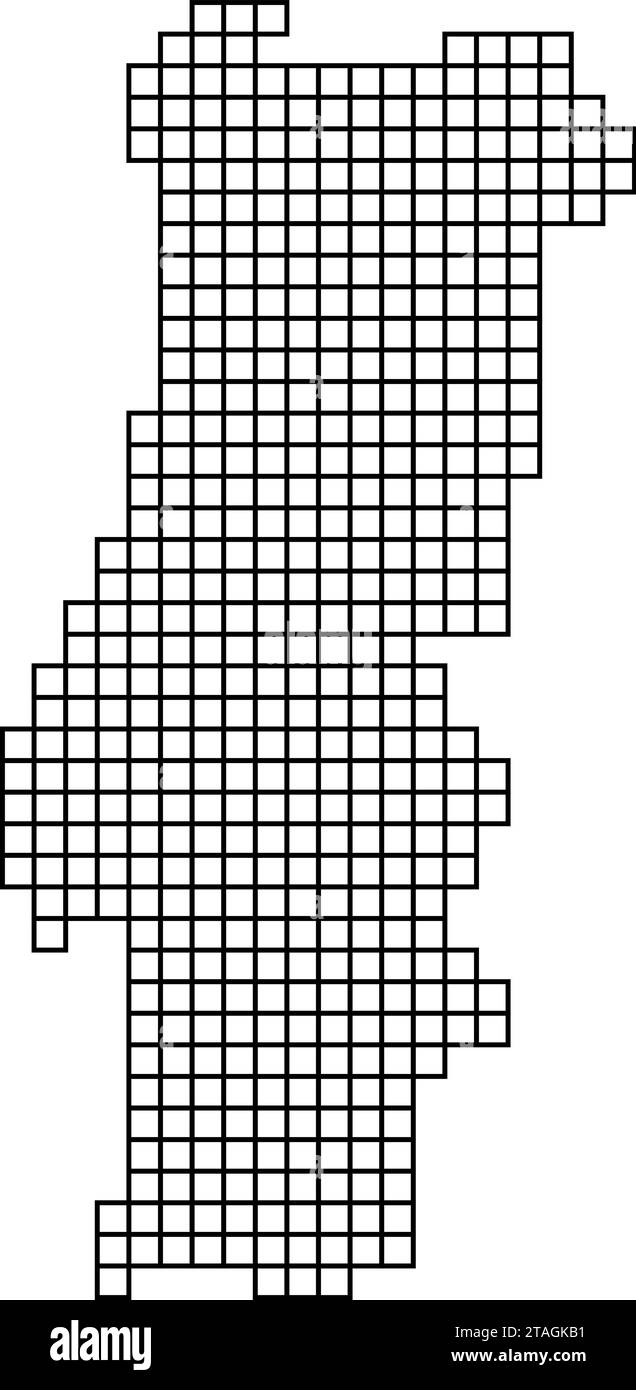 Portugal map silhouette from black pattern mosaic structure of squares. Vector illustration. Stock Vector