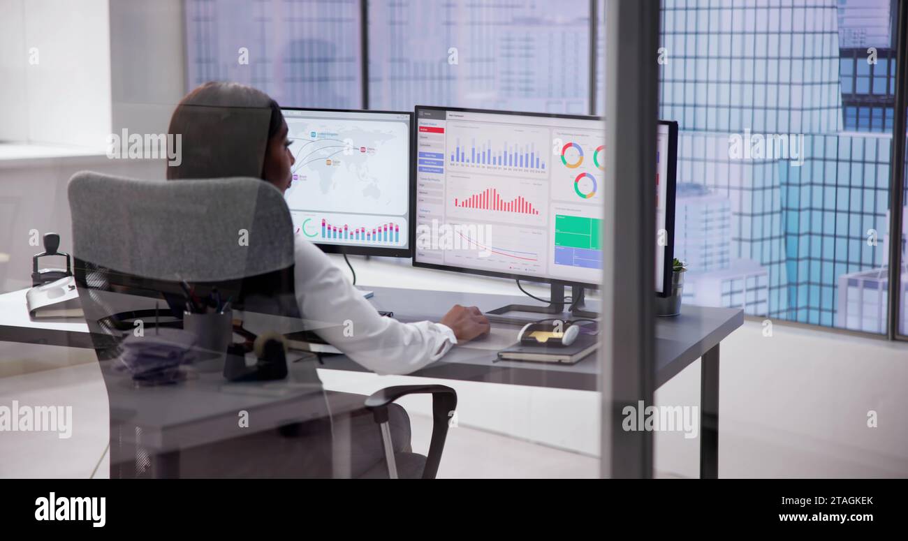 Financial Performance Dashboard: Analyzing Business Data with Graphs Stock Photo