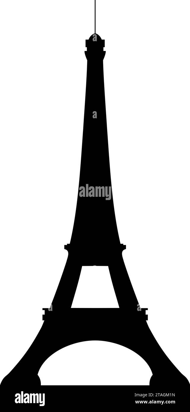 Krasnodar, Russian Federation – august 22, 2021: black silhouette of Eiffel Tower, the main attraction of Paris Stock Vector