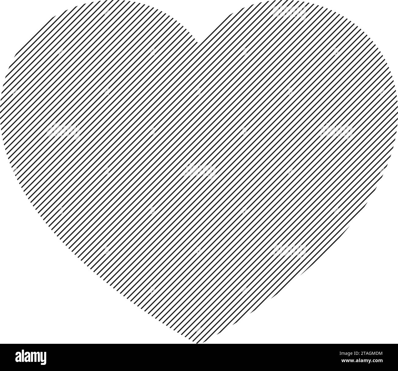 Heart is a symbol of love for Valentine's Day from pattern of black slanted parallel lines. Vector illustration. Stock Vector