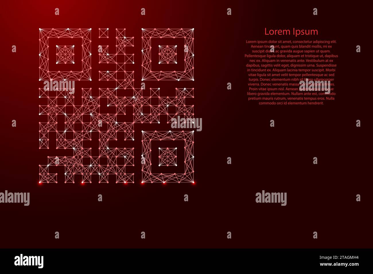 QR code arbitrary, icon from futuristic polygonal red lines and glowing