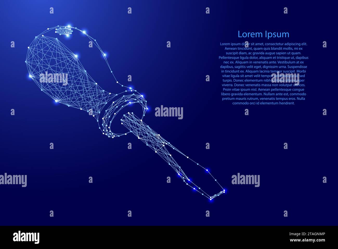 Screwdriver straight-face, manual mounting tool, from futuristic polygonal blue lines and glowing stars for banner, poster, greeting card. Low poly co Stock Vector