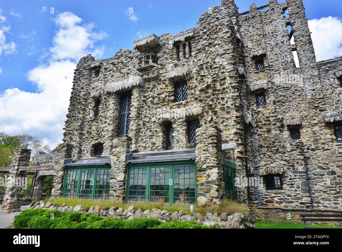 View of Gillette Castle in East Haddam, Connecticut. The eccentric 24