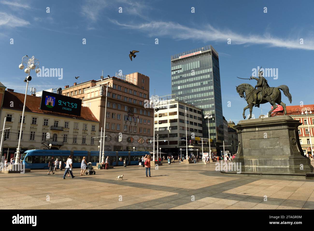 Zagreb, Croatia - August 2017: Ban Jelacic square in Zagreb, Croatia Stock Photo