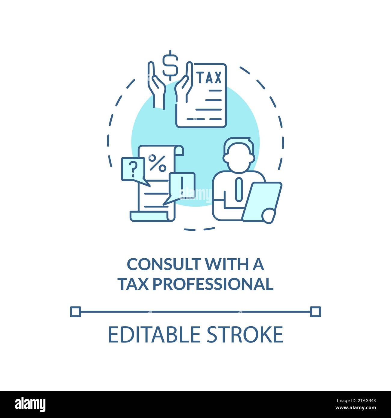 Consult with tax professional soft blue concept icon Stock Vector