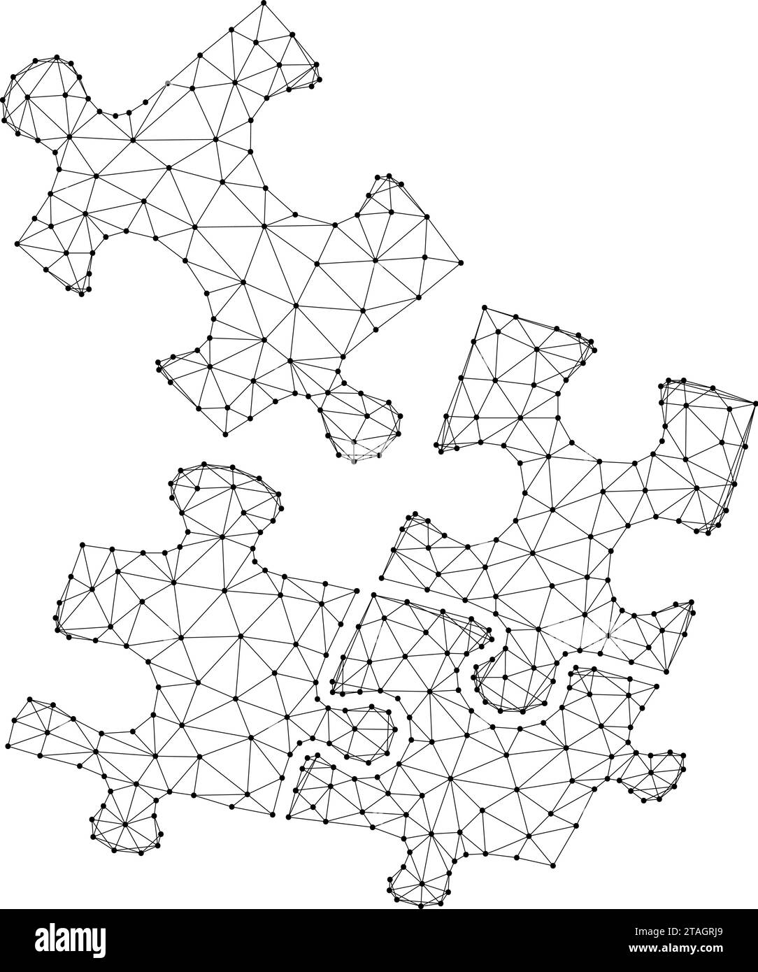Partners Abstract Puzzle teamwork from abstract futuristic polygonal black lines and dots ...